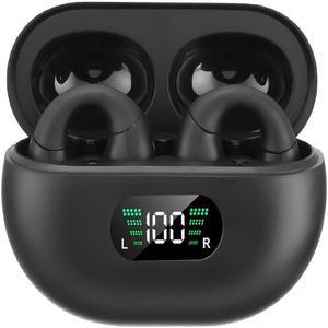 Wireless Bluetooth 5.3 Earbuds Earphone Ear Clip Bone Conduction Headphones Sport Headset with Charging Case, Black