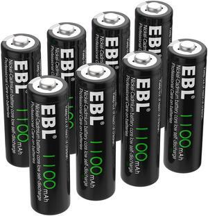 EBL 8 Pack AA Rechargeable Batteries 1.2V 1100mAh High Capacity Ni-CD AA Battery for Solar Garden Lights