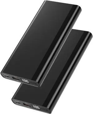2-Pack 15000mAh Power Bank with USB C PD 20W Fast Charging Portable Charger for iPhone 14/13/12/11 Samsung S21/S20 Google iPad