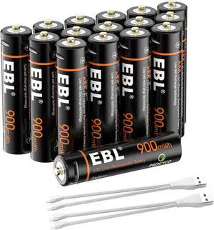 EBL 8Pcs USB Rechargeable Lithium ion AAA Batteries - 1.5V Long Lasting Rechargeable Triple A Batteries 16-pack