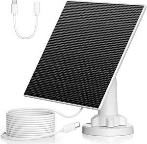EBL Solar Panel Charger 5W for Rechargeable Battery Powered Surveillance Cam, Micro USB to USB C Input Port, Outdoor Use