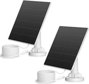 EBL 2Pcs 5W Solar Panel for Wireless Outdoor Security Camera, Solar Panel Charger for Rechargeable Battery Powered Surveillance Cam with Micro USB to USB C Input Port for Phone iPad Outdoor Use