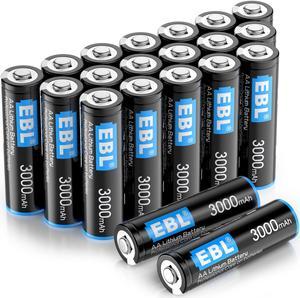 EBL AA Lithium Batteries, 20-Pack 1.5V 3000mAh Non-Rechargeable Double A Batteries