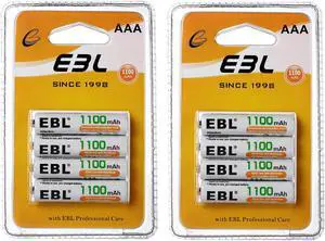 EBL 8 Pack Rechargeable AAA Batteries 1100mAh Ni-MH Triple A Batteries 8-pack AAA Ni-MH