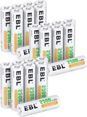 EBL 24 Pack 2500mAh AA 1.2V Rechargeable Batteries Pre-Charged AA Batteries for Digital Camera, Children' Toys