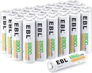 EBL 28 Pack AA Rechargeable Batteries 2800mAh high Capacity Ni-MH Double A Battery
