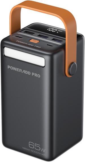 POWERDD PRO Power Bank 50000mAh PD 65W USB C Portable Charger with LED Display Fast Charging Compatible with Laptop MacBook iPhone Samsung for Outdoors Camping Travel