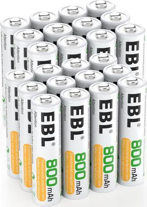 EBL Ni-MH Rechargeable AAA Batteries 1.2V Pre-Charged with Storage Box (800mAh) Triple A Batteries 24-pack