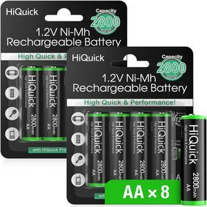 Hiquick High Energy AA Batteries Rechargeable Nimh 1.2V, 8 Pack