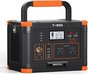 GRECELL Portable Power Station 500W, 519Wh/140400mAh Solar Generator Backup Lithium Battery Pack Power Supply with 2 AC Outlets, PD 60W USB-C Power bank for Outdoor RV Camping
