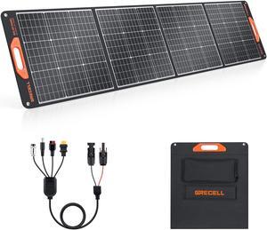 GRECELL 200W Portable Solar Panel for Power Station Generator, 12V/24V Flexible Foldable Solar Panel Kit Lightweight High-Efficiency Solar Charger Power Backup for Outdoor Van