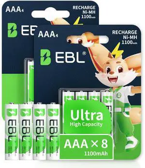 EBL Rechargeable AAA Batteries 1100mAh Ni-MH Triple A Batteries, 8-pack