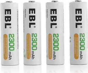 EBL 4 Pack 2300mAh AA Ni-MH Rechargeable Batteries, Battery Case Included EBL 4 Pack 2300mAh AA Ni-MH Rechargeable Batteries, Battery Case Included