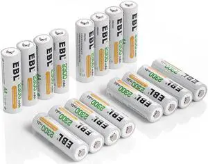EBL 16PCS 2300mAh AA Ni-MH Rechargeable Batteries (Battery Case Included) EBL 16PCS 2300mAh AA Ni-MH Rechargeable Batteries (Battery Case Included)