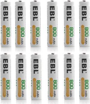 EBL 12 Pack AAA 1.2V 800mAh Ni-Mh 1.2V Rechargeable Batteries