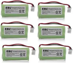 EBL 6 Pack NI-MH 2.4V 600mAh Cordless Home Phone Batteries Replacement Battery for AT&T BT162342 BT162342 BT166342 BT-166342 BT266342 BT-266342 American Telecom: E30021CL E30025CL
