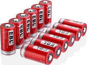 EBL 12-Pack CR123A Battery 750mAh 3.7V 16340 Li-ion Rechargeable Batteries For Flashlight Camera