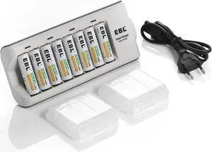 EBL 8 pieces 2300mAh Ni-MH Rechargeable Batteries With 808 Smart AA AAA Battery Charger