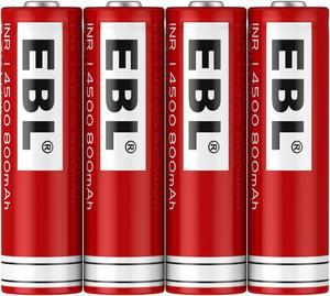 EBL 4 Pack 14500 Battery 3.7V 800mAh Li-ion Rechargeable Batteries for Flashlight Torch Cameras