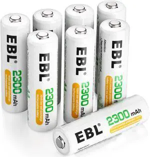EBL 8 Pack 2300mAh AA Ni-MH Rechargeable Batteries With Battery Case