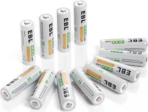 EBL 12 Pack 1.2V AA Battery 2300mAh Ni-MH Rechargeable Batteries for Camera Microphone Radio