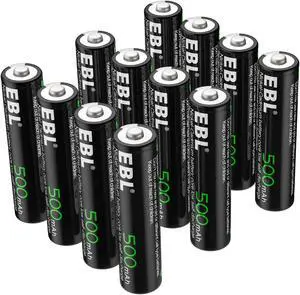 EBL AAA Rechargeable Batteries (12 Pack), 500 mAh NiCD Triple A Batteries