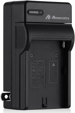 Powerextra Battery Charger For Sony NP-F330, NP-F550, NP-F750, NP-F930, NP-F950, NP-F530 Camera Batteries