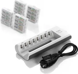 EBL 16 PCS 2300mAh AA Battery + 8 Bay 808 Battery Charger for Ni-MH Ni-CD AA AAA Rechargeable Batteries