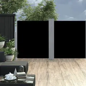vidaXL Retractable Side Awning Patio Folding Privacy Screen 66.9"x236.2" Black
