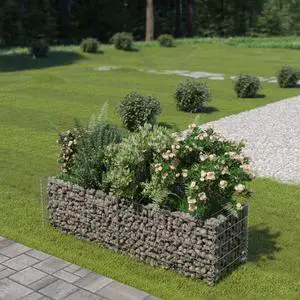 vidaXL Gabion Raised Bed Galvanized Steel 70.9" Raised Garden Bed Flower Box vidaXL Gabion Raised Bed Galvanized Steel 70.9" Raised Garden Bed Flower Box