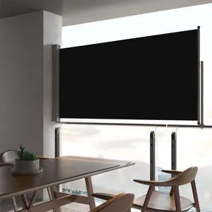 vidaXL Patio Retractable Side Awning 31.5" Black Side Sunshade Privacy Divider