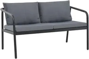 vidaXL 2 Seater Sofa Couch with Cushions Patio Wicker Love Seat Aluminum Gray vidaXL 2 Seater Sofa Couch with Cushions Patio Wicker Love Seat Aluminum Gray