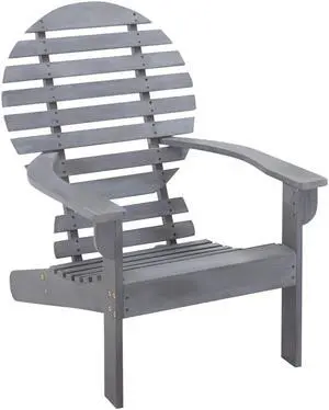 vidaXL Folding Adirondack Chair Lawn Chair for Porch Solid Wood Acacia Gray