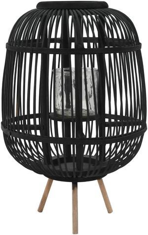 vidaXL Freestanding Candle Lantern Holder Bamboo Black Light