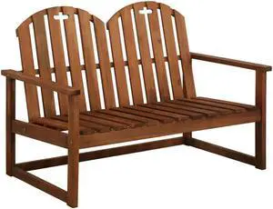 vidaXL Outdoor Patio Bench 2-Seater Bench with Armrests Solid Wood Acacia