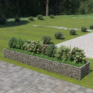 vidaXL Gabion Raised Bed Galvanized Steel 177.2" Raised Garden Bed Flower Box
