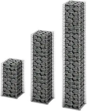 vidaXL Gabion Basket Set Gabion Wall Cage Stone Wall 3 Piece Galvanized Wire