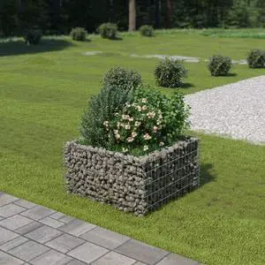vidaXL Gabion Raised Bed Galvanized Steel 35.4" Raised Garden Bed Flower Box vidaXL Gabion Raised Bed Galvanized Steel 35.4" Raised Garden Bed Flower Box