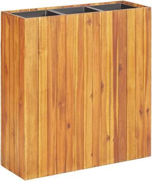 vidaXL Solid Acacia Wood Garden Raised Bed with 3 Pots Planter Flower Box