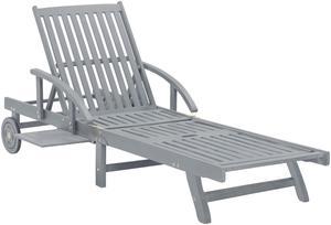 vidaXL Patio Lounge Chair Outdoor Sunbed Folding Sunlounger Gray Solid Wood