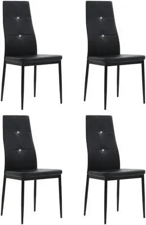 vidaXL Dining Chairs 4 Pcs Dining Side Chair with Metal Frame Black Faux Leather
