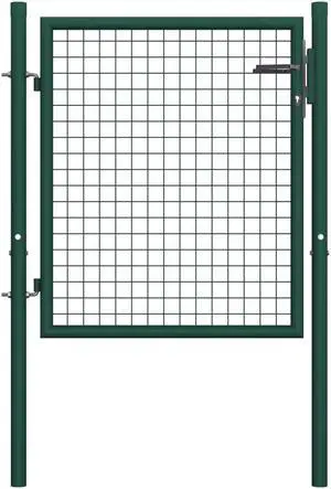 vidaXL Fence Gate Steel 29.5" Green Outdoor Backyard Privacy Border Enclosure vidaXL Fence Gate Steel 29.5" Green Outdoor Backyard Privacy Border Enclosure