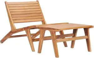 vidaXL Patio Chair Patio Chaise Lounge Chair with Footrest Solid Wood Teak