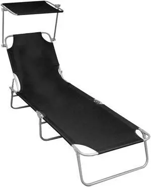 vidaXL Sunlounger Black Powder-coated aluminum Standard Foldable