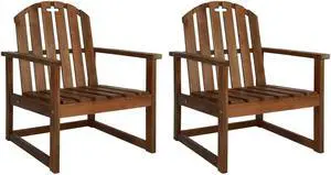 vidaXL Patio Chairs 2 Pcs Patio Dining Chair with Armrest Solid Wood Acacia