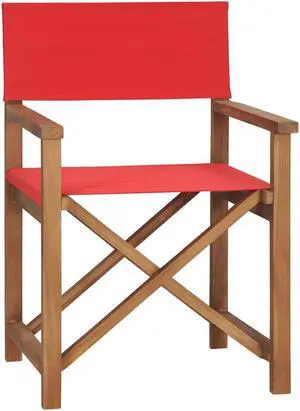 vidaXL Director's Chair Foldable Camping Chair for Outdoor Solid Wood Teak Red