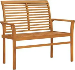 vidaXL Outdoor Patio Bench Garden Park Bench with Armrests Solid Wood Teak