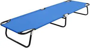 vidaXL Patio Lounge Chair Folding Sunlounger Sunbed for Poolside Blue Steel