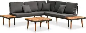 vidaXL Patio Lounge Set Outdoor Sectional Sofa Set 8 Piece Poly Rattan Gray