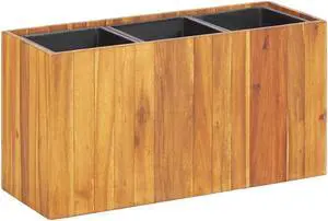 vidaXL Solid Acacia Wood Garden Planter with 3 Pots Raised Bed Flower Box